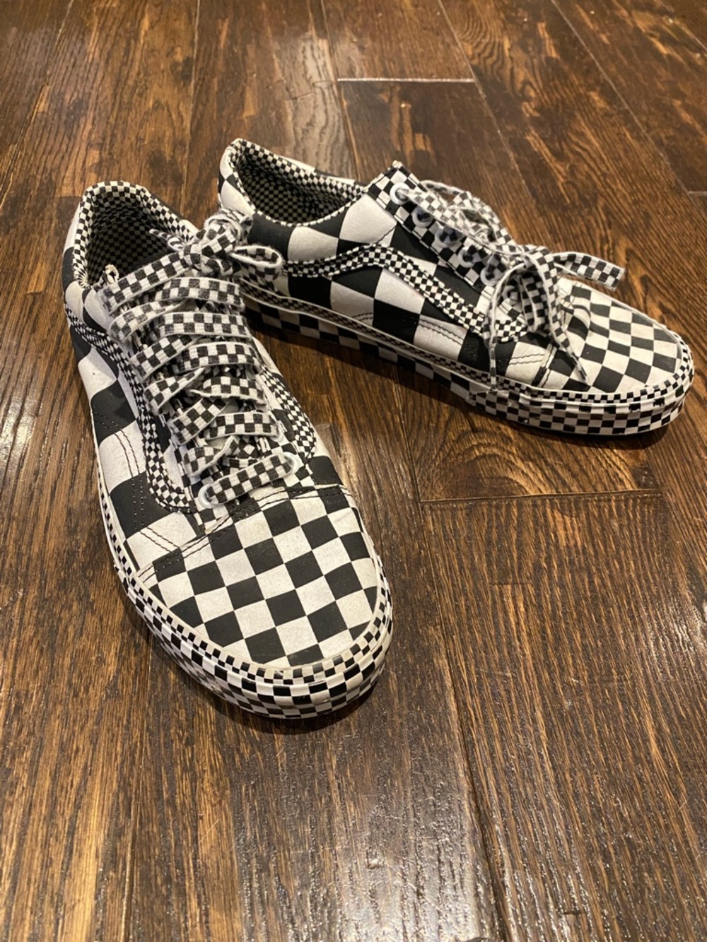 Black and White Checkered Vans Skateboard Shoes